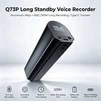 Enregistreur vocal OEM Q73P à autonomie ultra-longue, 500 heures d'enregistrement, écran OLED de 0,49 pouce, fixation magnétique, trou pour cordon