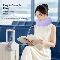 Oreiller ergonomique en mousse à mémoire de forme en U, entièrement enveloppant, pour le soutien du cou en avion, pour les longs trajets, portable, rafraîchissant, en soie glacée bicolore