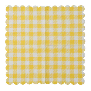 Cross-border best-selling disposable birthday party <b>paper</b> napkins with yellow checkered borders, 25*25 series, irregularly - Product Image 4