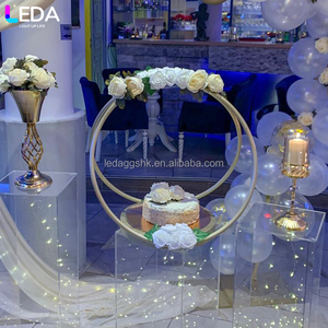 อุปกรณ์ประกอบฉากงานแต่งงานคุณภาพสูง LEDA แท่นดอกไม้ทรงกลมสีทอง ตกแต่งโต๊ะงานแต่งงานในโรงแรม วงแหวนดอกไม้ประดับเพดาน - Product Image 2