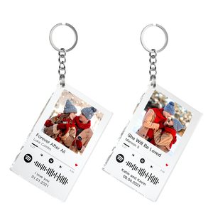 Llavero Personalizado de <span class=keywords><strong>Spotify</strong></span> con <span class=keywords><strong>Foto</strong></span> y Título de Canción, Llavero de Acrílico Personalizado para Parejas, Regalo de Boda y San Valentín - Product Image 1