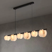 Lustre de restaurant en marbre et cuivre massif, design flocon de neige, luminaire linéaire créatif de luxe rectangulaire pour comptoir de bar