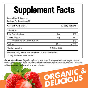 Venta al por mayor de fábrica Mujeres orgánicas Probiótico 5 mil millones CFU Gummies Candy Promover la comodidad digestiva Gummy probiótico - Product Image 2