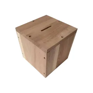 パーソナライズされたカスタム木製貯金箱ギフトフラットパックアカシア木製マネーコイン節約ボックス子供用