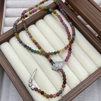 Collier Lariat de Luxe en Forme de Y avec Perles d'Agate Naturelle et de Tourmaline, Fermoir Serpent Ouvert Pavé de Zircons Cubiques, Longue Chaîne, Bijou de Créateur