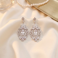 Pendientes de Lujo Marquise CZ para Novia, Estilo Lámpara Vintage, Joyería de Declaración 2026Holesale B2B, Regalo de Aniversario para Mujer
