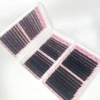 En gros, Clusters de cils individuels pré-coupés faits main DIY effet éventail, 9-16mm, Marque privée, Kit en livre avec pointes LASHES
