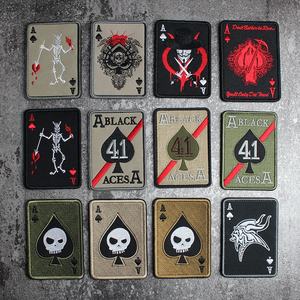 แผ่นปักลายการ์ดแห่งความตาย ตราสัญลักษณ์ อุปกรณ์ DIY ห่วงปัก แผ่นปักทรงสี่เหลี่ยมผืนผ้า สีดำ ลายใบสปาด - Product Image 2