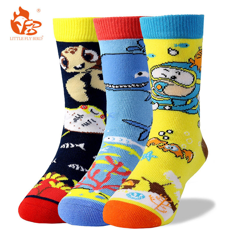 Little Fly Bird High Quality New Style Custom logo Cotton Socks Boys and Girls Socks for Kids Spring and Autumn Baby Socks