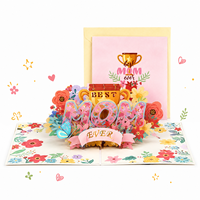 Carte de vœux 3D pop-up pour la fête des mères, faite à la main, découpée au laser, avec fleurs, cadeau pour maman