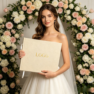 Libro de Visitas de <span class=keywords><strong>Boda</strong></span> Personalizado A5 con Cubierta de Lino, Diario de Cumpleaños con Estampado en Relieve, Álbum de Fotos Natural con Cubierta de Tela, Regalo <span class=keywords><strong>para</strong></span> Celebraciones en el Hogar - Product Image 3