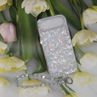 Étui de téléphone portable antichoc pour X Xr Xs Max 11 12 13 14 15 16 17 Pro Max, coques de téléphone iPhone avec des fleurs et des bracelets à chaîne
