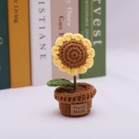 Plante en pot miniature au crochet faite à la main de haute qualité, en laine tricotée, écologique, moderne, légère, cadeau floral pour la maison, Pâques, remise de diplôme