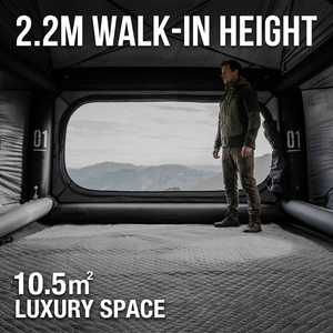 YYD 10.5 ㎡   Tente de <span class=keywords><strong>camping</strong></span> gonflable 2,2 m de hauteur, 35 kg, robuste, installation en 2-3 minutes, pompe 800 W, imperméable 3000 mm, 4 saisons - Product Image 2