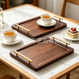 Bamboo <b>Tea</b> <b>Tray</b> Rectangular With Handle For <b>Tea</b> Serving Hotel Coffee Use Solid Color Brown <b>Tray</b> - Product Image 4
