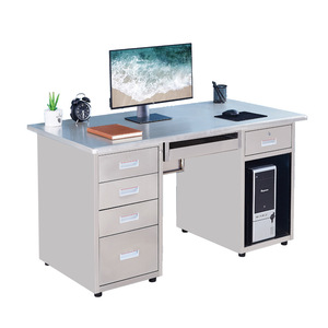 Stainless Steel Office Computer <b>Desk</b> 5 <b>Drawer</b> With Bookshelf High Quality Slide Rails For Office Workstation - Product Image 3