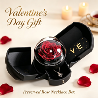 Rose éternelle avec collier « Je t'aime » en 100 langues – Un cadeau pour Noël, anniversaire, Thanksgiving