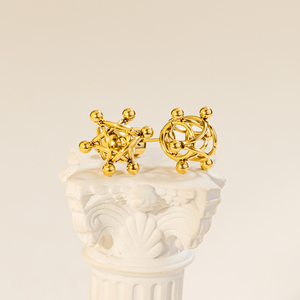 महिलाओं के लिए नया फैशन दैनिक स्टेनलेस स्टील ज्यामितीय खोखले बॉल 18k सोना प्लेटेड आरामदायक बेडेड गहने स्टड इयररिंग - Product Image 3