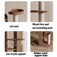 Meubles en bois pour chat griffoir bois massif chat fleur grattoir chat escalade tour maison arbre pour intérieur