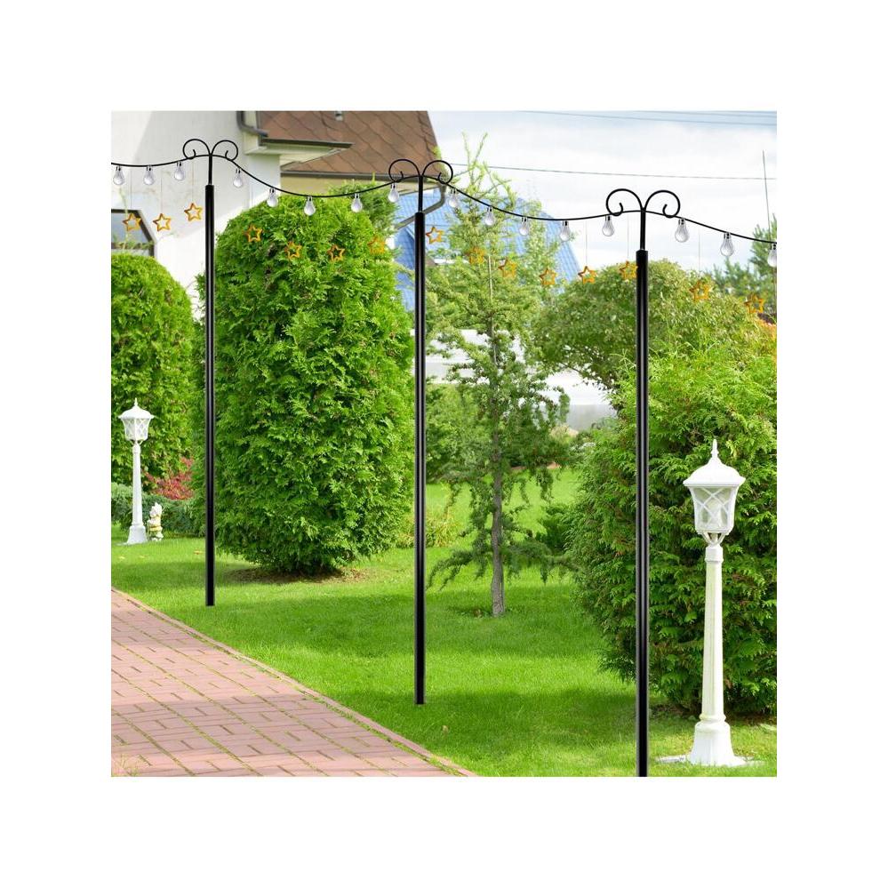 Soporte Decoración Exterior Poste Para Luces De Cadena De 3 Metros - Base Estable Para Terraza, Jardín O Bodas - Acero Resistente Base Brida Hormigón Madera
