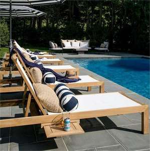 Tumbona de jardín portátil de tela de nailon, sombrilla ajustable de <span class=keywords><strong>mar</strong></span>, cama de playa de madera, venta al por mayor - Product Image 5