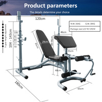 Banc de musculation réglable, haltère, équipement de gymnastique, station d'alimentation à domicile, support de squat, support d'entraînement multifonction en métal