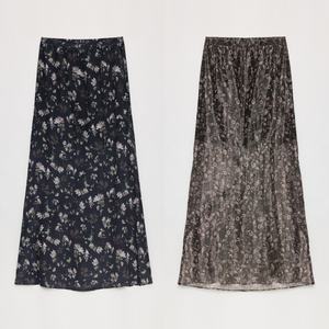 <span class=keywords><strong>Jupe</strong></span> midi drapée <span class=keywords><strong>droite</strong></span> en mousseline de soie florale Double plis en rayonne <span class=keywords><strong>Jacquard</strong></span> doré imprimé vintage <span class=keywords><strong>Jupe</strong></span> à motif floral pour le printemps - Product Image 2