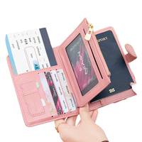 Portefeuille de voyage multifonctionnel Wriza tendance en cuir PU, avec protection RFID, motif avion créatif et fermeture à bouton