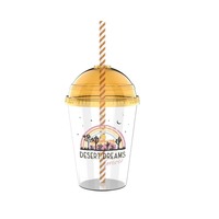 Bouteille d'eau en plastique transparente personnalisable avec couvercle et paille, capacité 400-600 ml, isolation thermique, compatible lave-vaisselle