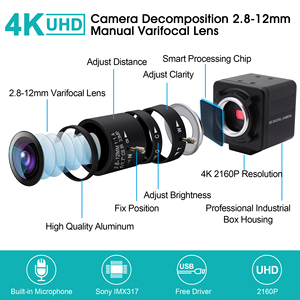 Caméra de <span class=keywords><strong>surveillance</strong></span> vidéo USB ELP 3840x2160 4K, Sony IMX317, mini microphone, webcam USB avec étui - Product Image 4