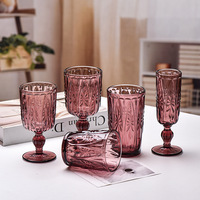 Usine en gros soufflé à la main écologique style européen gaufré gobelets en verre épaissi 301-400ml capacité fête vin rouge