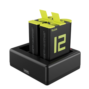 Chargeur de batterie au lithium Telesin pour Go Pro 12 à 3 emplacements et 2 batteries de remplacement pour Go Pro Hero9/10/11/12 - Product Image 1