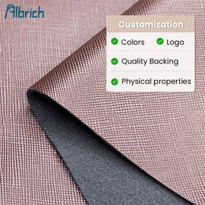 बैग बनाने के लिए मुफ्त नमूना ब्रश पु रेक्सिन चमड़े के कपड़े, वाटरप्रूफ एंटी-खरोंच क्रॉसलाइन नकली चमड़े के रोल डिजाइनर - Product Image 5