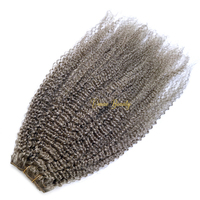 VMAE En gros Mèches de cheveux naturels Double tirage Vierge Remy Gris sel et poivre Afro Kinky Bouclées Extensions de cheveux humains en trame