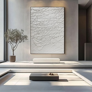 Pintura Abstracta Serigráfica Blanca Estilo Wabi Sabi sobre Lienzo, Diseño de Interiores para Hoteles, Decoración Moderna para el Hogar y Galerías - Product Image 4