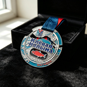 Vente directe d'usine couleur métal noir personnalisé <span class=keywords><strong>EUROPE</strong></span> Suisse Rose Médaille avec ruban rouge et blanc - Product Image 5