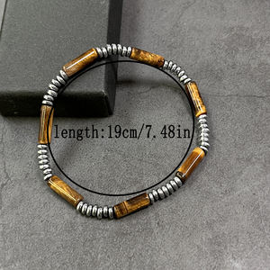 สร้อยข้อมือลูกปัดตาเสือและเฮมาไทต์ธรรมชาติทรงไม่สม่ำเสมอ ชิ้นงานสไตล์เรโทรสำหรับสวมใส่ในชีวิตประจำวันและชุดสไตล์สตรีท - Product Image 3