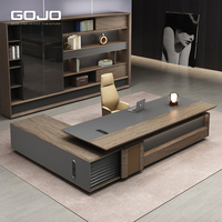 Bureau de direction en forme de L moderne et luxueux avec table d'appoint, nouveau modèle, bureau et table de direction en bois massif