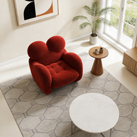 Fauteuil d'appoint moderne en forme de cœur rouge en bouclette, fauteuil confortable en sherpa, canapé simple pour salon, chambre à coucher, meubles de luxe