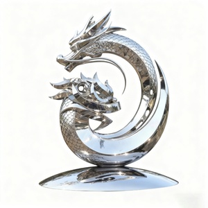 Sculptures d'aigle et de dragon chinois en acier inoxydable, sculpture animale personnalisable (forme et taille disponibles) - Product Image 3
