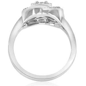 Anillo de Compromiso Cruzado con Halo de Diamantes Cultivados en Laboratorio de Corte Brillante Redondo de 0.5 CTW, Oro Blanco de 18k, Certificado IGI, Moderno - Product Image 3