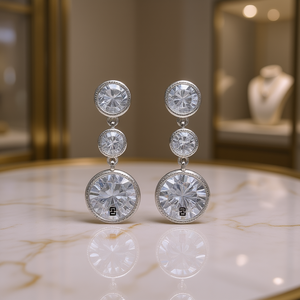 Orecchini Pendenti E3434 in Oro Bianco con Cristalli e Strass, Gioielli da Sposa Classici per Donna - Product Image 2