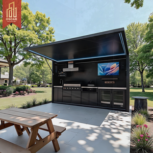 Sistem Memasak Taman All-in-One dengan Kabinet Anti Air, Meja Batu Kuarsa, dan Perlengkapan BBQ untuk Pesta di Patio - Product Image 1