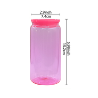 KOCDAM USA Warehouse Gobelet réutilisable en plastique acrylique sans BPA de 16 oz, type canette de soda/bière, pour boissons froides, avec couvercle et paille, pour films UV DTF