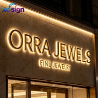 Transformateur d'enseigne commerciale LED rétroéclairée en acier inoxydable avec rainure de guidage lumineux en acrylique, étanche IP65 pour immeubles de bureaux