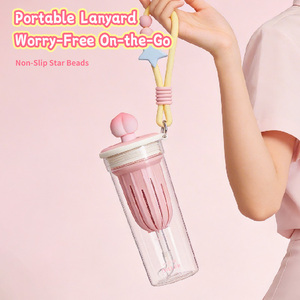 Gourde en Tritan de 650 ml à motif fruité avec cordon portable, conception anti-fuite, <span class=keywords><strong>bouteille</strong></span> d'eau en plastique pour écoles et bureaux, personnalisable - Product Image 5