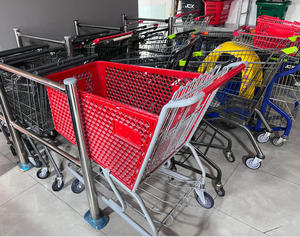 Carrello <span class=keywords><strong>spesa</strong></span> in metallo OEM, attrezzatura per supermercati, carrello per negozi al dettaglio, cestino per negozio cromato resistente - Product Image 6