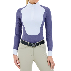 Equitação camisa manga longa equestre vestuário treino das mulheres define venda direta da fábrica confortável metade zíper equitação - Product Image 5