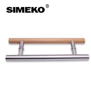 Venta directa del fabricante de nueva manija de puerta de vidrio de madera y acero inoxidable - Product Image 5