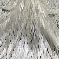 Nouveau produit : Tissu en maille à longues bandes de sequins brodés, fluide et respirant, 100 % acrylique, pour robe de mariée, jupe femme, sac de soirée